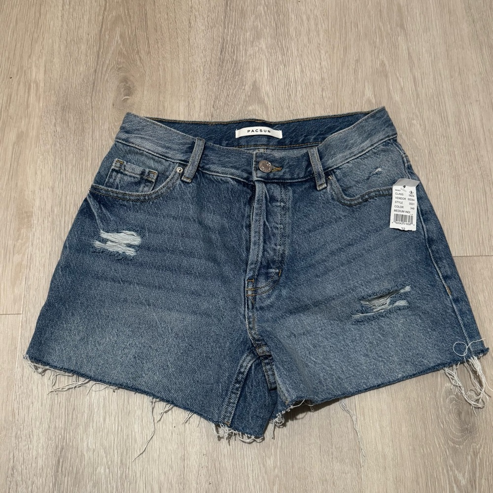 NWT Pacsun Eco Medium Blue High Waisted Vintage Cut Off Denim Shorts